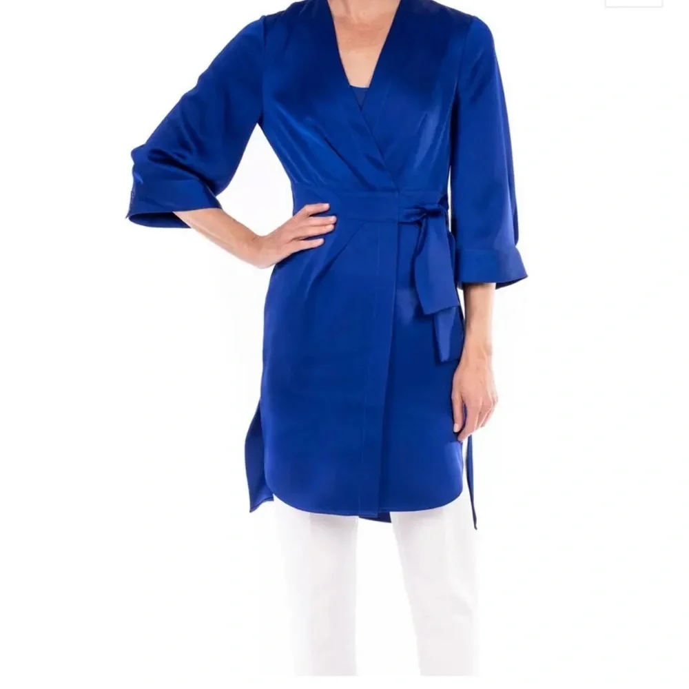 NWT Badgley Mischka Satin Side Tie Duster Jacket - Picture 2 of 5